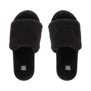 MUK LUKS Women’s Franki Teddy Slide Slippers – Black – NWT